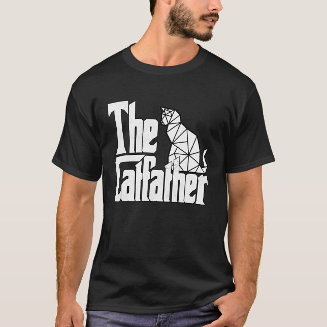 T-shirt Papa Chat Le Parrain du Chat Polygone Blanc Papa C (Devant)