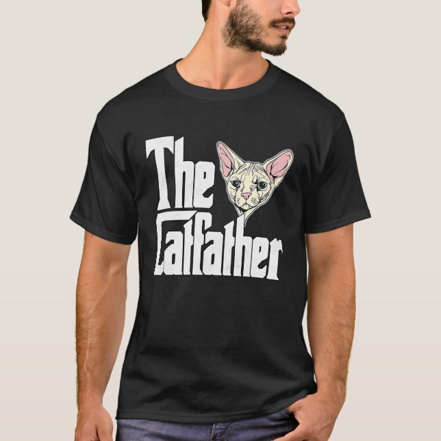 T-shirt Papa Chat Le Parrain du Chat Sphynx Fou Papa Chat (Devant)