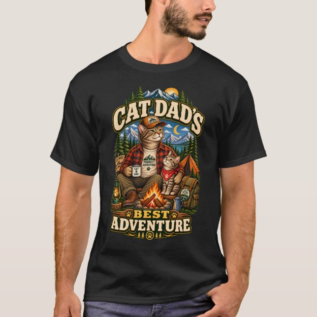 T-shirt Papa Chat Meilleure Aventure, Camping Papa Chat (Devant)