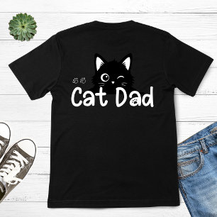 T-shirt Papa Chat Noir Mignon Qui Cligne De L'œil