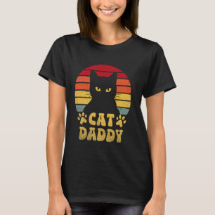 T-shirt Papa Chat Rétro 70s 80s Chat Noir Hommes Drôle Cad