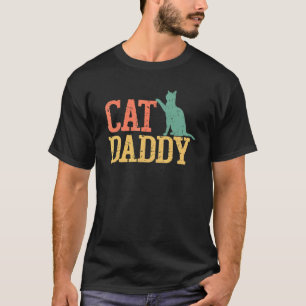 T-shirt Papa Chat Style Vintage Années 80 Chat Rétro Détér