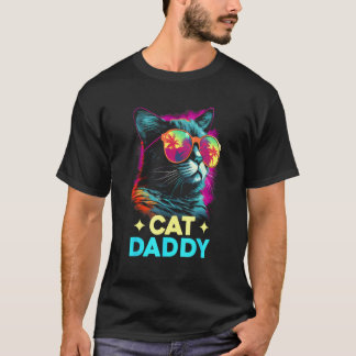 T-shirt Papa Chat Vintage Rétro Vaporwave 70s 80s Amour de