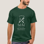 T-shirt Papa chef chef barbecue grill Noël anniversaire mo<br><div class="desc">Chef cuisinier barbecue grill Noël,  anniversaire,  Mères ou Fête des pères Papa moderne chasseur de t-shirt vert et blanc design.</div>