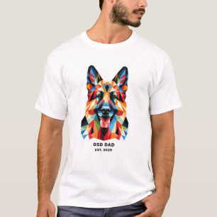 T-shirt Papa Chien Berger Allemand Art Low Poly Personnali