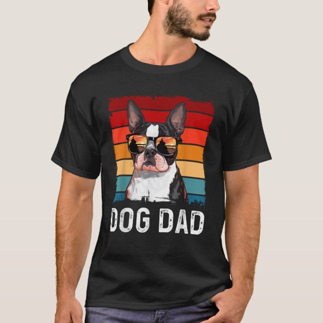 T-shirt Papa Chien Boston Terrier  (Devant)