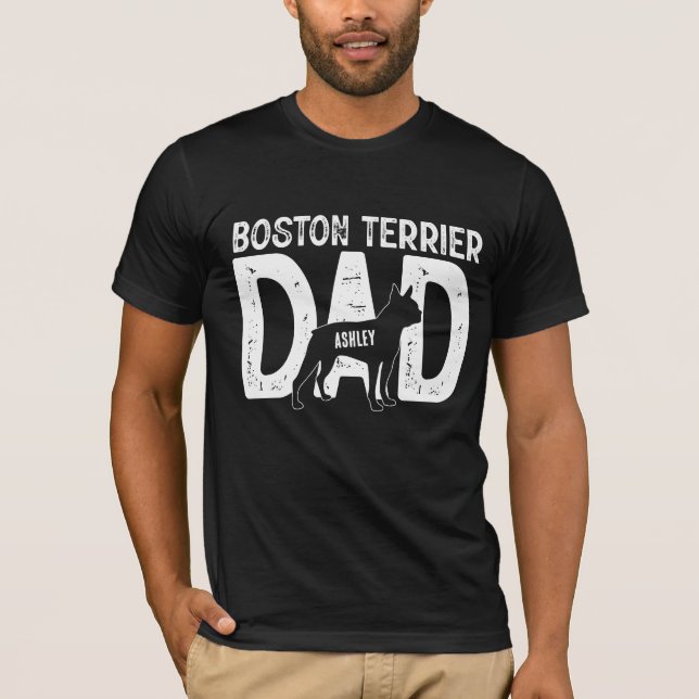 T-shirt Papa Chien Boston Terrier Papa Toutou (Devant)
