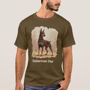 T-shirt Papa Chien Dobermann Marron Rouille Rouge