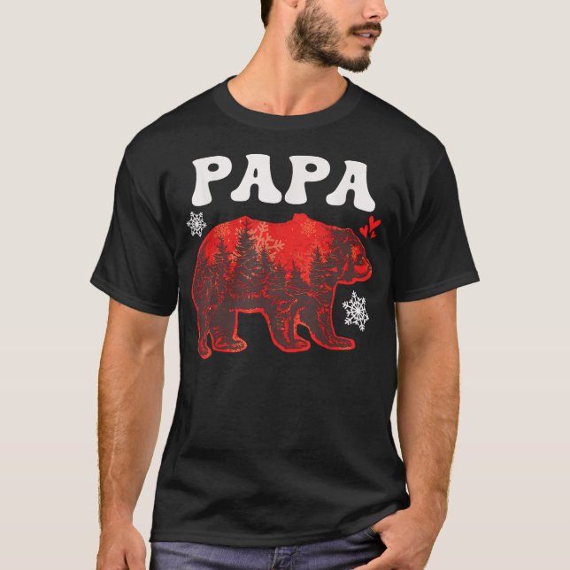 T-shirt Papa Christmas Tree Bear Tee Family Matching Men (Devant)
