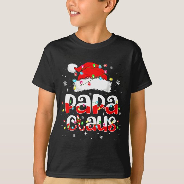 T-shirt Papa Claus Funny Christmas Lights Pajama Family Ma (Devant)