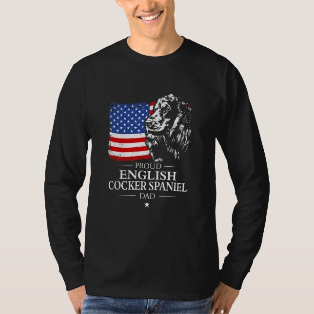 T-shirt Papa Cocker Spaniel Anglais Fier Drapeau Américain (Devant)