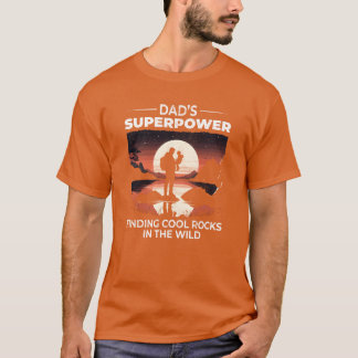 T-shirt Papa collectionneur de roches Montagne Coucher de