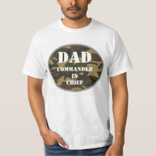T-shirt Papa, Commandant en chef Camo Père militaire