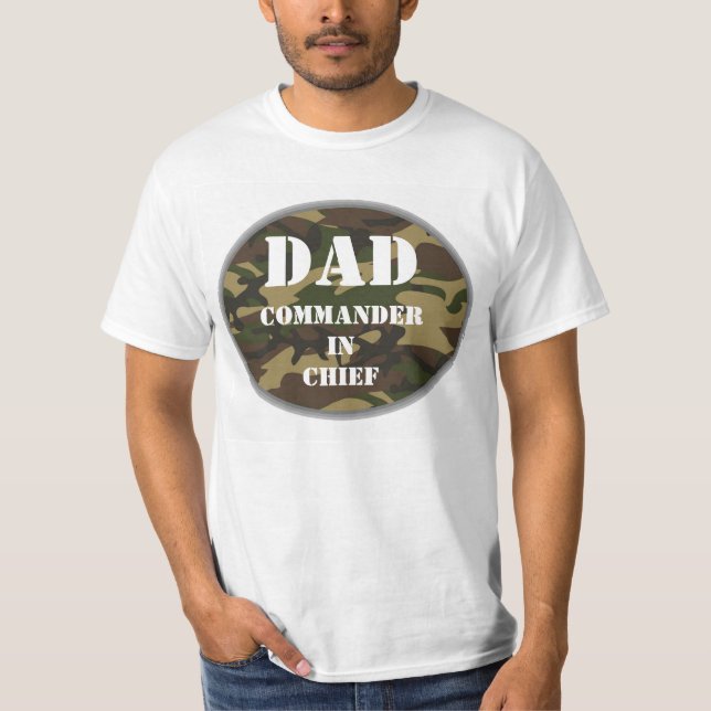 T-shirt Papa, Commandant en chef Camo Père militaire (Devant)
