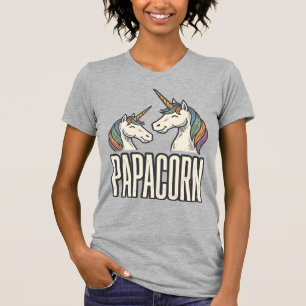 T-Shirt Papa Corn Licorne Papa Gravure Vintage Des
