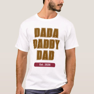 T-shirt Papa Dada Minimaliste Créé en 2026 Première Fête d