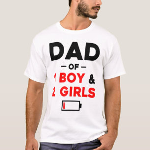 T-shirt Papa De 1 Garçon 2 Filles Batterie basse
