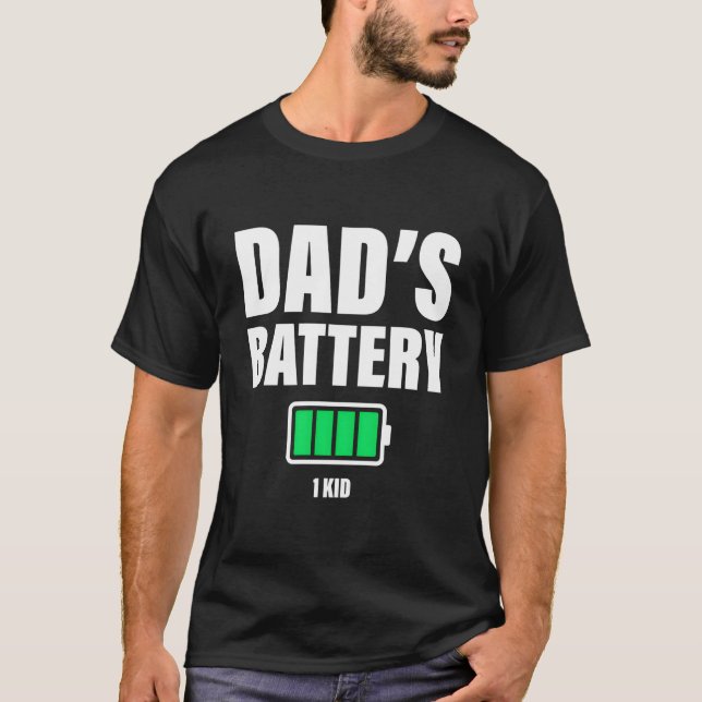 T-shirt Papa de 1 Papa à Batterie Faible Fête des Pères (Devant)