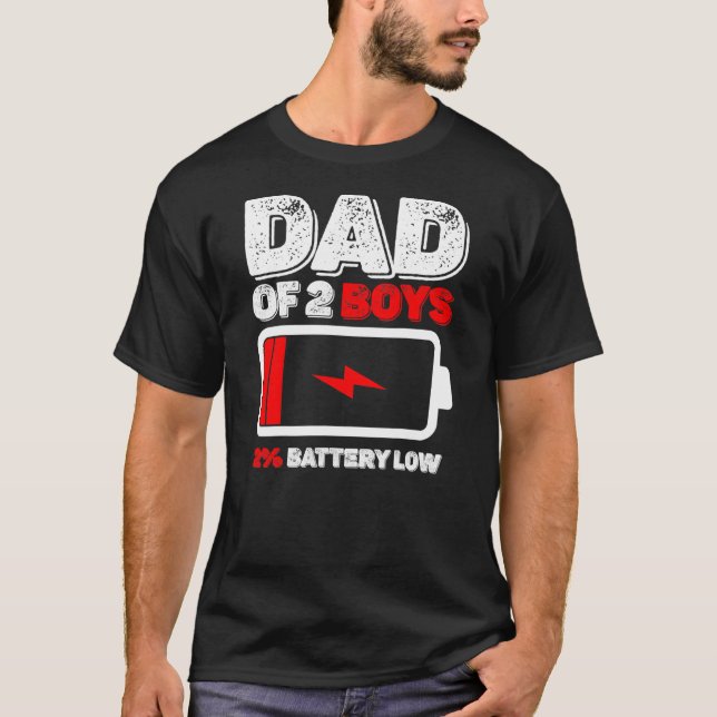 T-shirt Papa de 2 deux garçons batterie basse pour la fête (Devant)