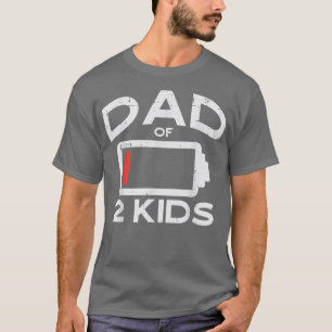 T-shirt Papa De 2 Enfants Batterie Faible Drôle Fête des p