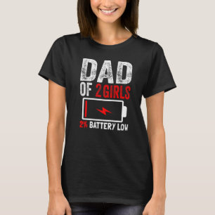 T-shirt Papa De 2 Filles Batterie Petites Filles Fête des