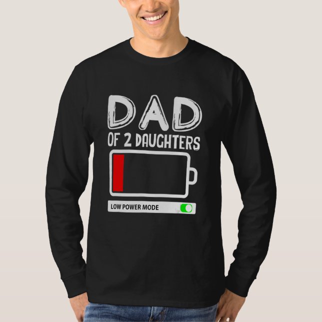 T-shirt Papa De 2 Filles Mode Basse Puissance Fête des pèr (Devant)