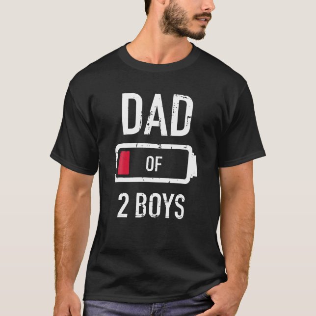 T-shirt Papa De 2 Garçons Basse Batterie Cadeau Pour Père  (Devant)