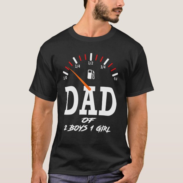T-shirt Papa de 2 garçons et 1 fille, père ou grand-père d (Devant)