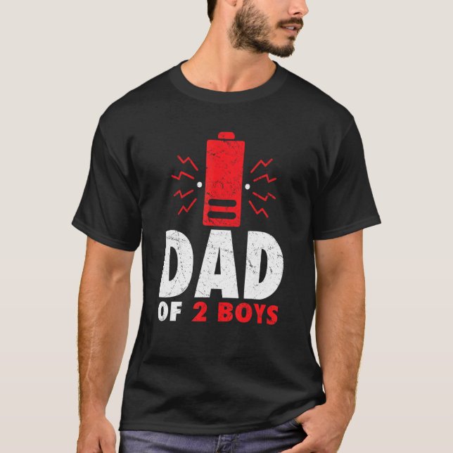 T-shirt Papa De 2 Garçons Fête des pères Batterie Basse (Devant)