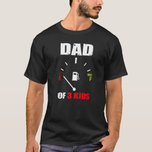T-shirt Papa De 3 Enfants Vintage Papa Batterie Faible Fêt