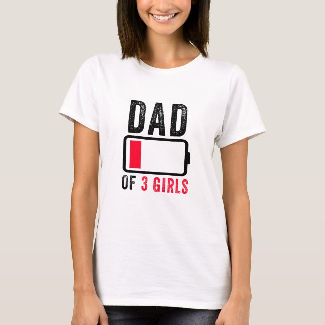 T-shirt Papa De 3 Filles Batterie Basse Fête des pères Hum (Devant)