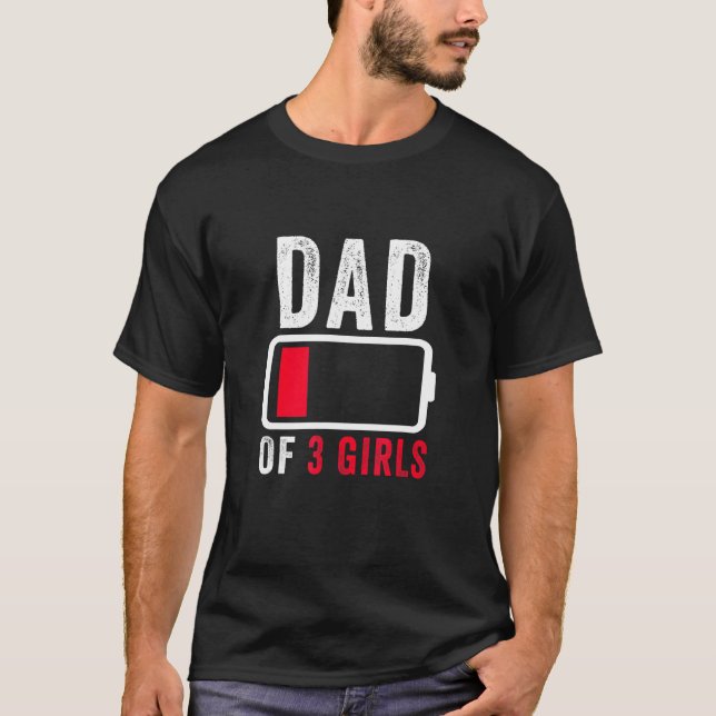T-shirt Papa De 3 Filles Batterie Basse Fête des pères Hum (Devant)