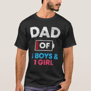 T-shirt Papa De 3 Garçons Et 1 Fille Batterie Faible Papa