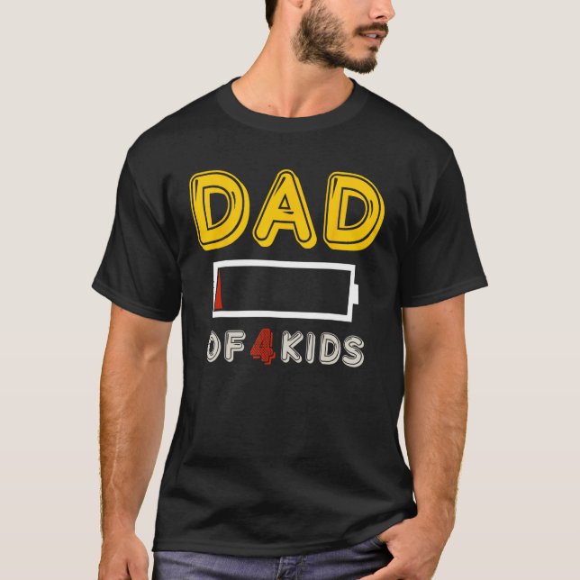 T-shirt Papa De 4 Enfants Batterie Complète Drôle Fête des (Devant)