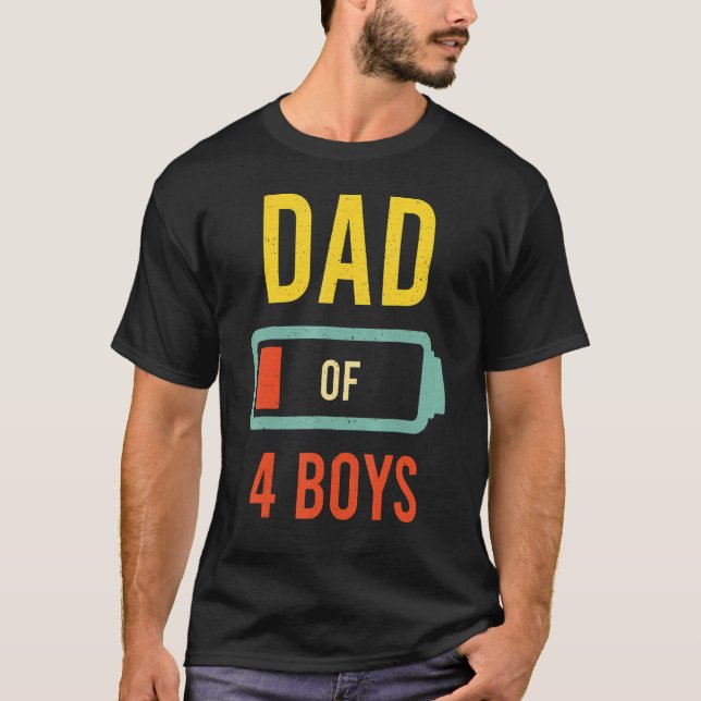 T-shirt Papa De 4 Garçons Batterie basse Fête des pères Vi (Devant)