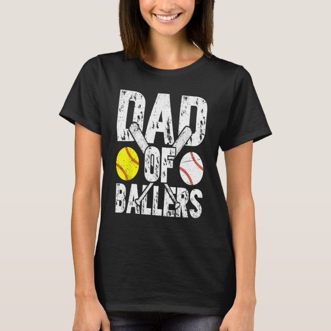 T-shirt Papa de ballers baseball Papa pour hommes Fête des (Devant)