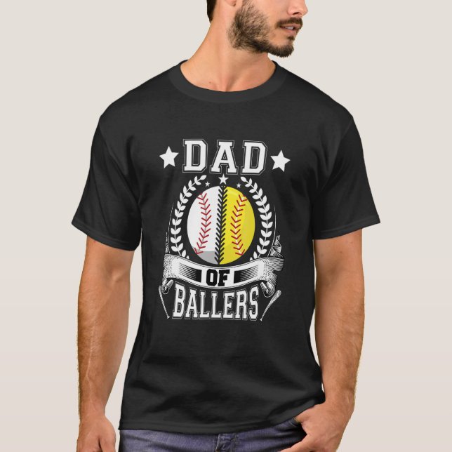 T-shirt Papa De Ballers Baseball Softball De Fils Femme (Devant)