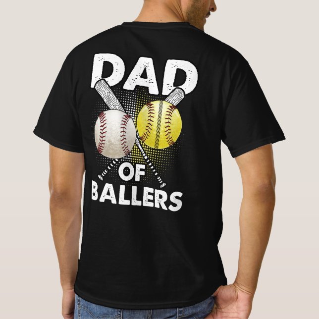 T-shirt Papa de Ballers Papa de Baseball et de Joueur de s (Dos)