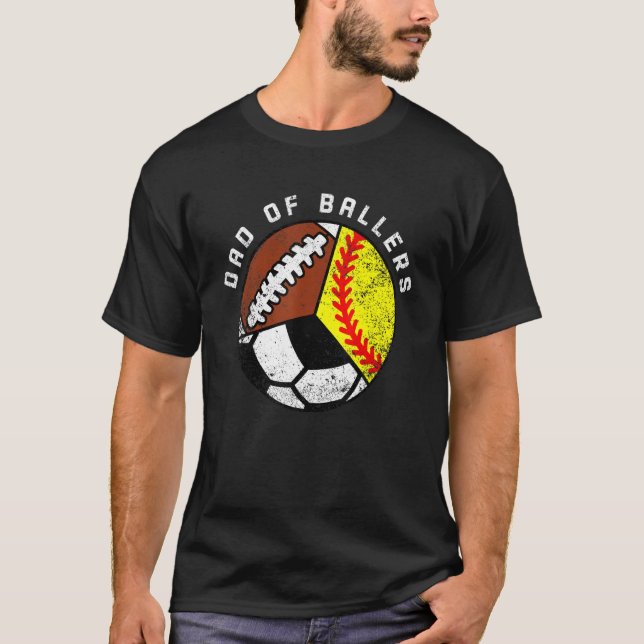 T-shirt Papa De Ballers Softball Football Football Papa (Devant)