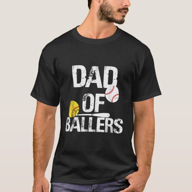 T-shirt Papa De Ballon Papa De Baseball Et Joueur De Softb (Devant)