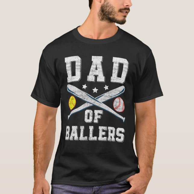 T-shirt Papa De Ballon Papa De Baseball Et Joueur De Softb (Devant)
