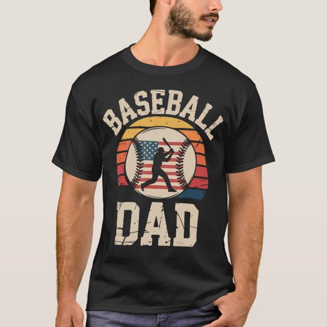 T-shirt Papa de baseball Style Drapeau Américain Rétro (Devant)