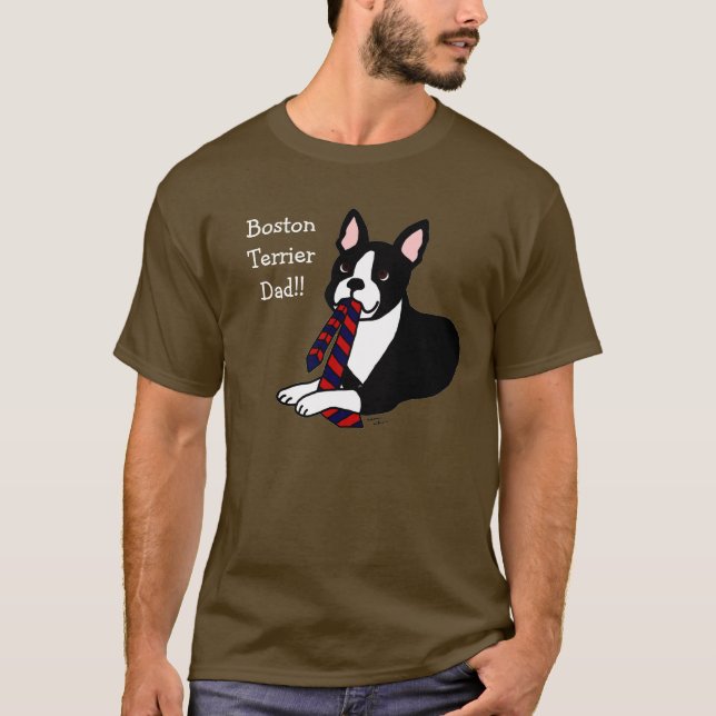 T-shirt Papa de Boston Terrier avec la cravate 2 (Devant)