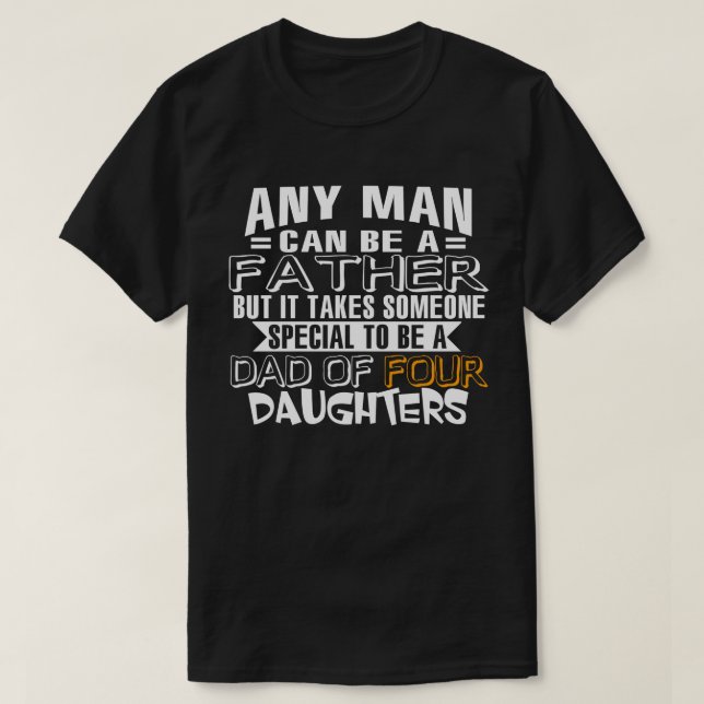T-shirt Papa de cadeau de quatre filles (Design devant)