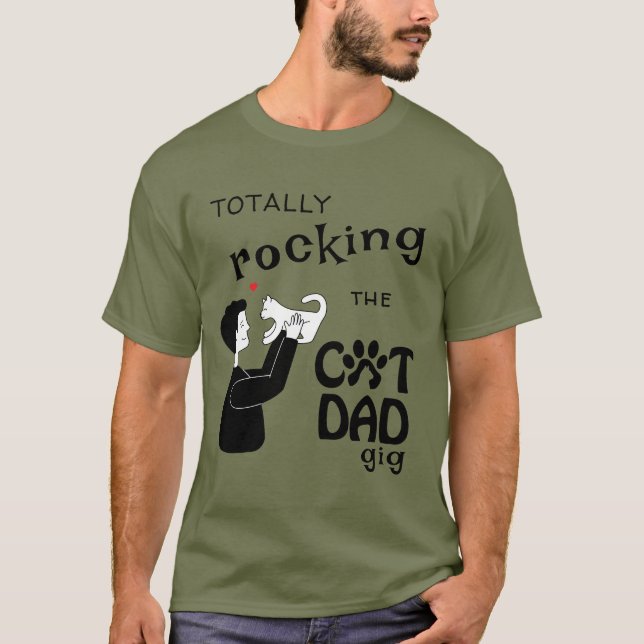 T-shirt Papa de chat Rockin (Devant)