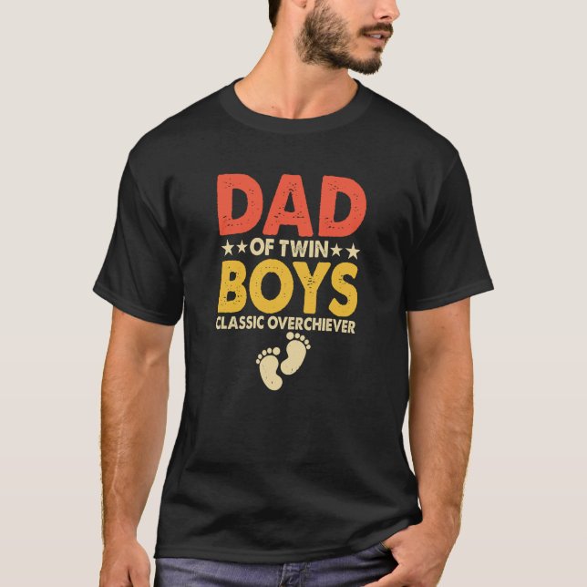 T-shirt Papa de garçons jumeaux classique surachine typogr (Devant)