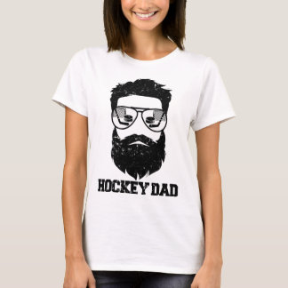 T-shirt Papa de hockey drôle cheveux décoiffés barbe Papa