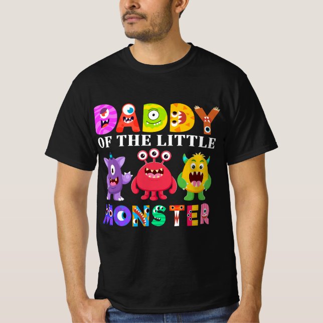T-shirt Papa De La Famille D'Anniversaire Du Petit Monstre (Devant)