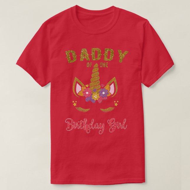 T-shirt Papa De La Fille Anniversaire Unicorn Correspondan (Design devant)