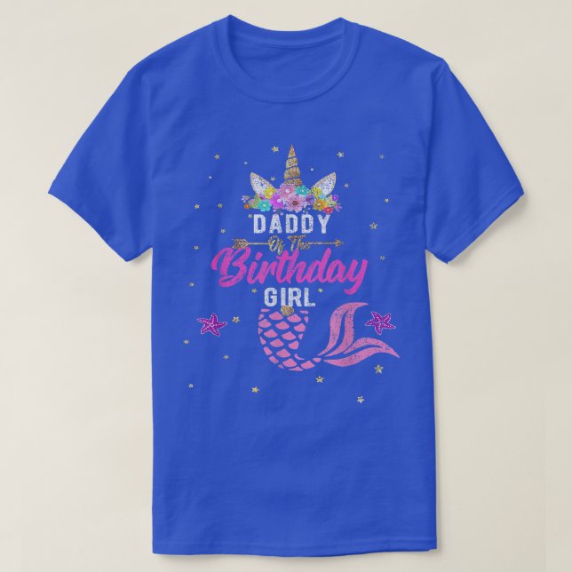 T-shirt Papa de la fille anniversaire Unicorn Mermaid Tee  (Design devant)